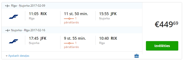 Lētas aviobiļtes Rīga - Ņujorka - Rīga